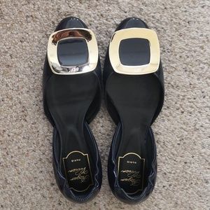 Roger Vivier chip ballerine flats patent navy